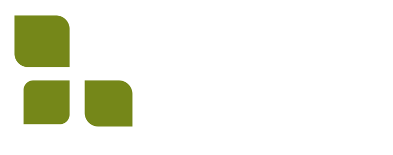 Green and white leaf-like shapes next to the text "Ravinia Pines" on a light gray background.